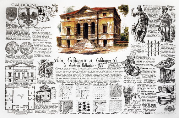 Lithograph of Villa Caldogno,